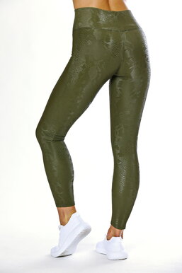 KRISTEN GREEN KAO KAO® Dámske legíny zateplené tvarujúce postavu hadí vzor zelené